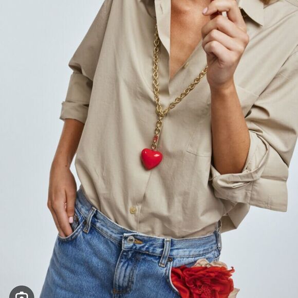 Roxanne assoulin red puffy heart necklace - Picture 1 of 8